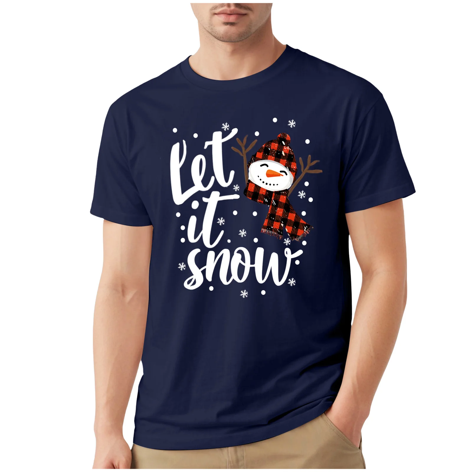 قمصان رجالية كبيرة وطويلة تي شيرت رجالي مرن برقبة دائرية وأكمام قصيرة مهرجان عيد الميلاد سعيد مشرق قمصان التنزه الرجال #6