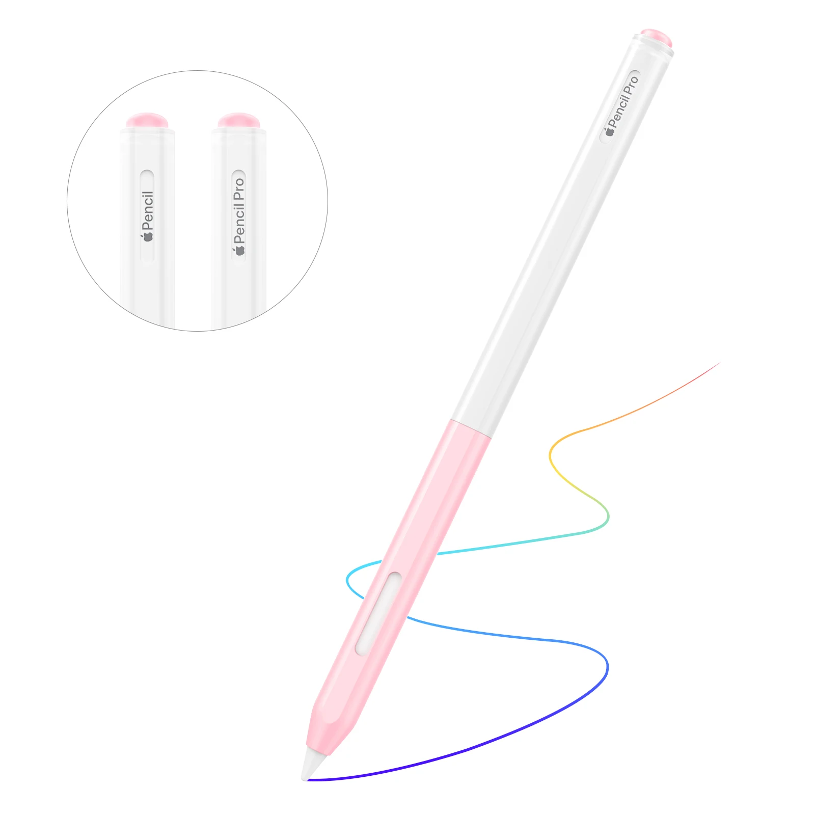 MoKo Case for Apple Pencil Pro, Crystal Clear Silicone Protective Cover Sleeve for Apple Pencil 2nd Generation Magnetic Charging