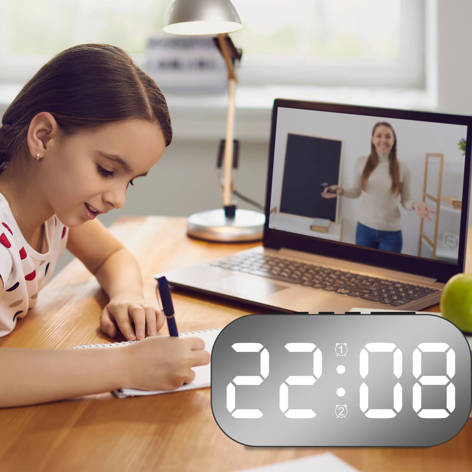 Reloj despertador Digital con luz nocturna regulable de 5 niveles, reloj Digital con pantalla de temperatura, modo de repetición, reloj de escritorio, USB para dormitorio