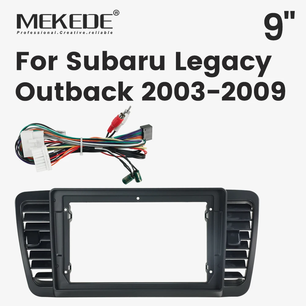 MEKEDE For Subaru Legacy Outback 2003-2009 9inch Car Radio Bezel Frame Dashboard Mounting Panel Frame Cable Complete Set