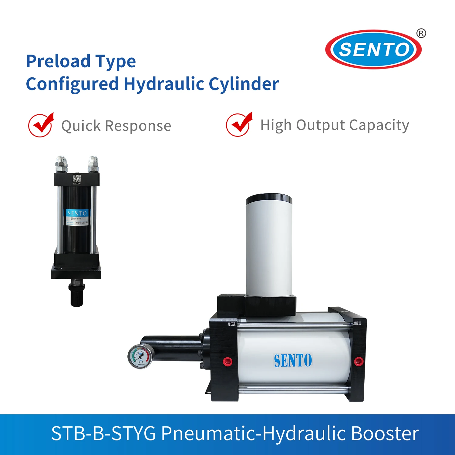 

STB-B-2025N300-STYG-80-100 Air Driven Hydraulic Booster, Pneumatic Driven, Hydraulic Boosting, High Pressure Output.