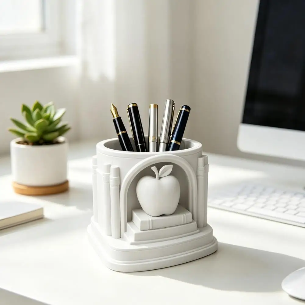 Artistic Desk Organizer 3d Printed Pen Holder 3d Printed Apple Pen Holder Arch Desk Organizer Pla Pencil Marker for Students
