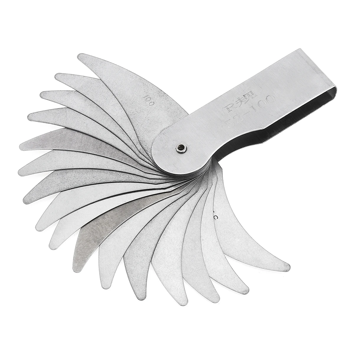 R52 – 100 16 Blade Stainless Steel Radius Gauge Metal R Gauge for Checking Thread Pitch R52 – 100 16 Blade Stainless Steel Radius Gauge Metal R Gauge for Checking Thread Pitch