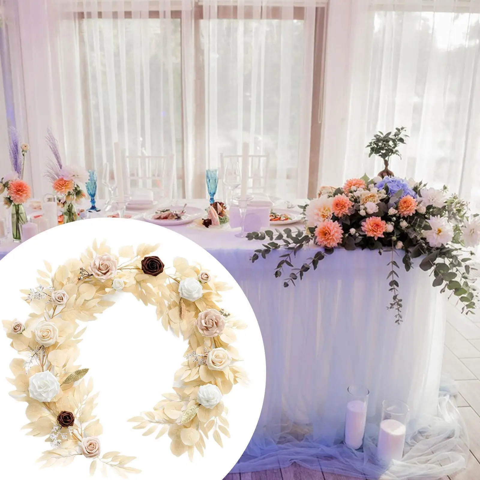 Artificial Rose Vine Garland Floral Arch for Backdrop Entryway Ceremony
