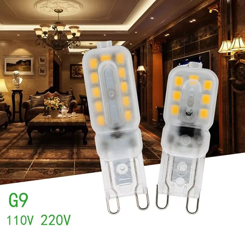 2PCS/Lot G9 LED Bulb, 3W 5W Chandelier Light 110V 220V, 360 Degree Bi-Pin Base Lamp, Warm White