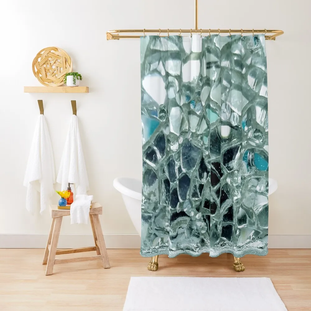 

Icy Blue Mirror and Glass Mosaic Shower Curtain Bathroom Fabric Shower Bath Luxury Bathroom Shower Bathroom For Curtain