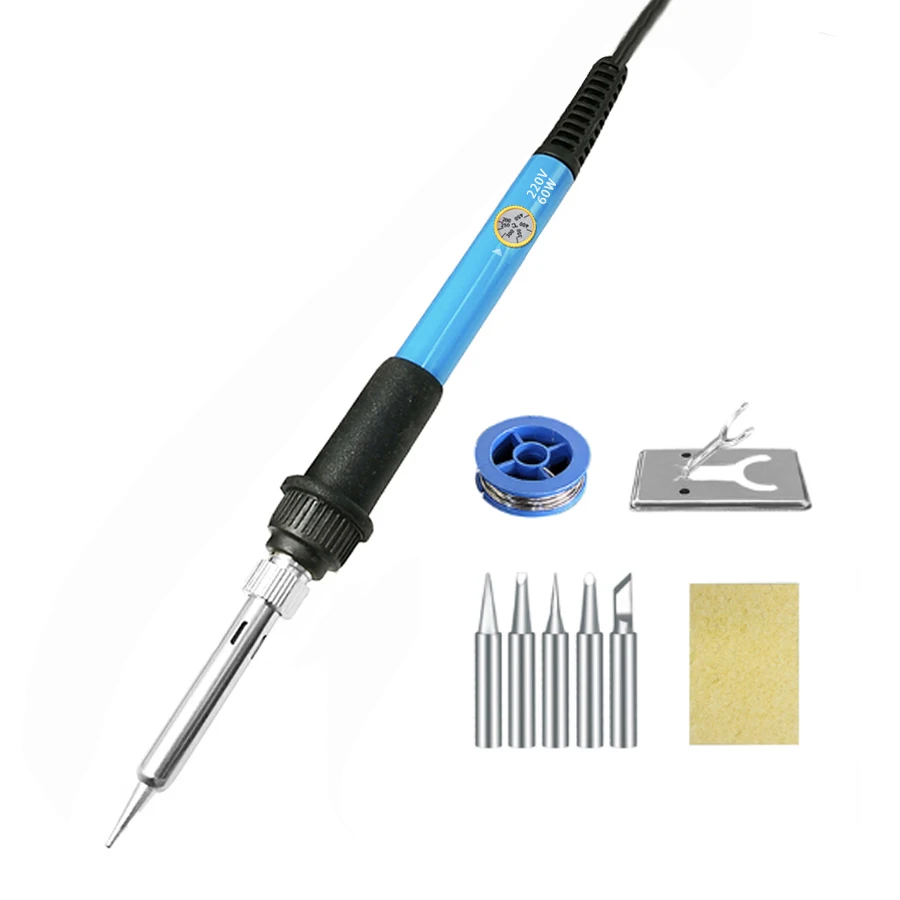 60W Portable Electric Soldering Iron Welding Irons Temperature Adjustable 220V 110V Welding Rework Station Soldering Tips