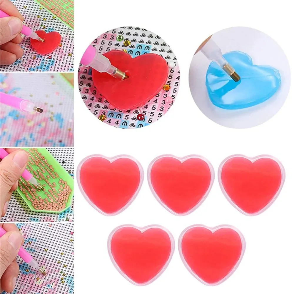 5-30 PCS FAI DA TE A Forma di Cuore Pittura Diamante Colla Argilla Cera 5D Pittura Fango Punteggiatura Colla Ricamo Accessori Strumenti Blu Rosso