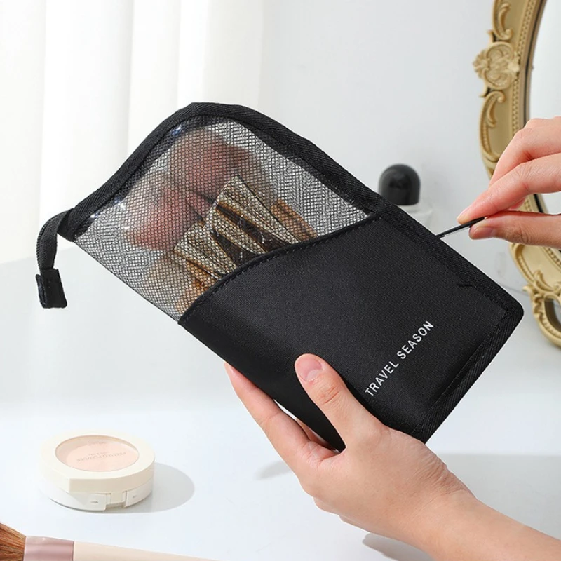 Stand Cosmetic Bag for Women Clear Zipper Makeup Bag Travel Female Makeup Brush Holder Organizer Toiletry Bag Travel Storage