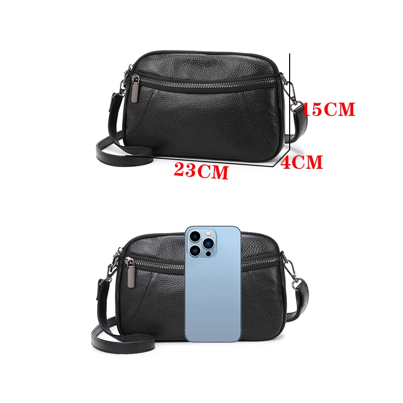 2024 New Women\'s Messenger Bag High Quality Genuine Leather Female Shoulder Bags Trendy Design For Girls Phone Bolsos Wallet Sac