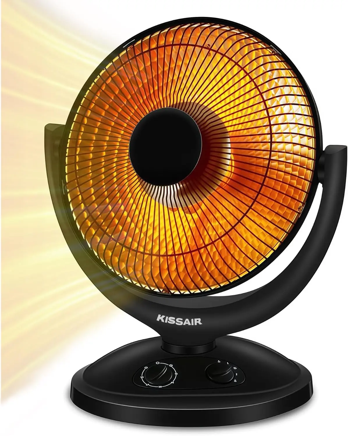 

Parabolic Space Heater, 65° Oscillating Heat Dish with Thermostat and Time, 2 Modes Radiant Dish Heater with Tip-Over and