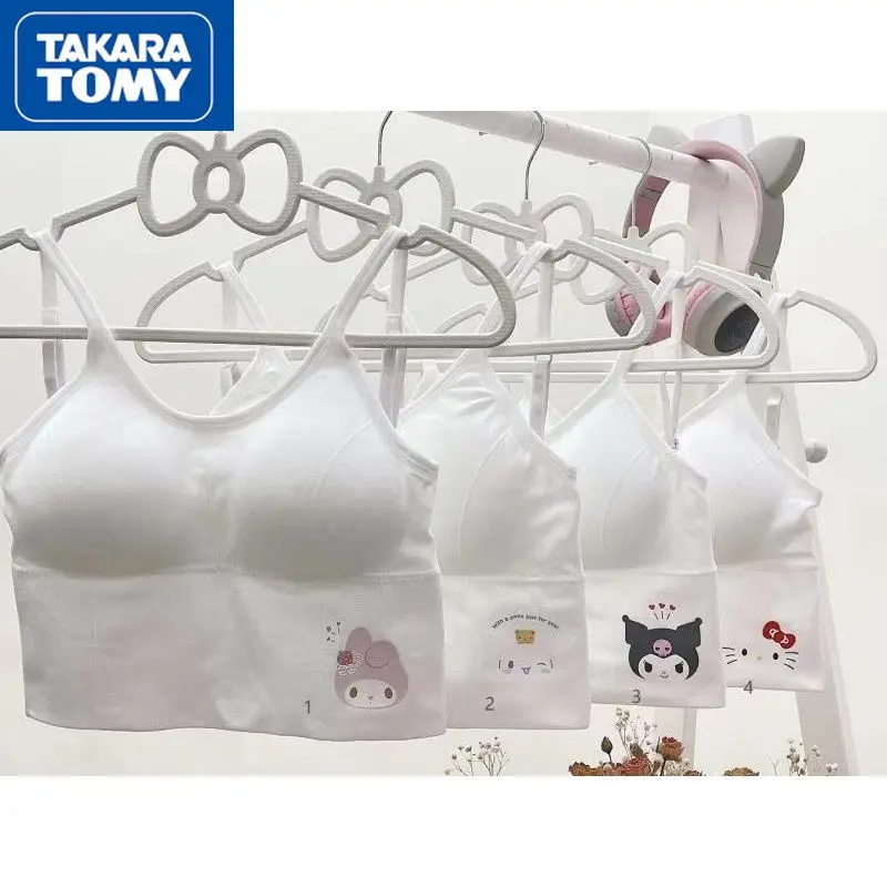 TAKARA TOMY Summer Hello Kitty New Girl Beauty Strap Chest Pad Anti-lighting Vest Student Cotton Sports Sling Underwear