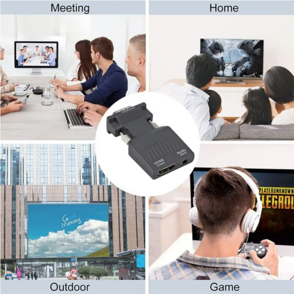 Convertitore VGA Femmina-Maschio Con Audio 3.5mm - Adattatore Full HD 1080P Per PS4, PC E Proiettore (Nero, ABS)