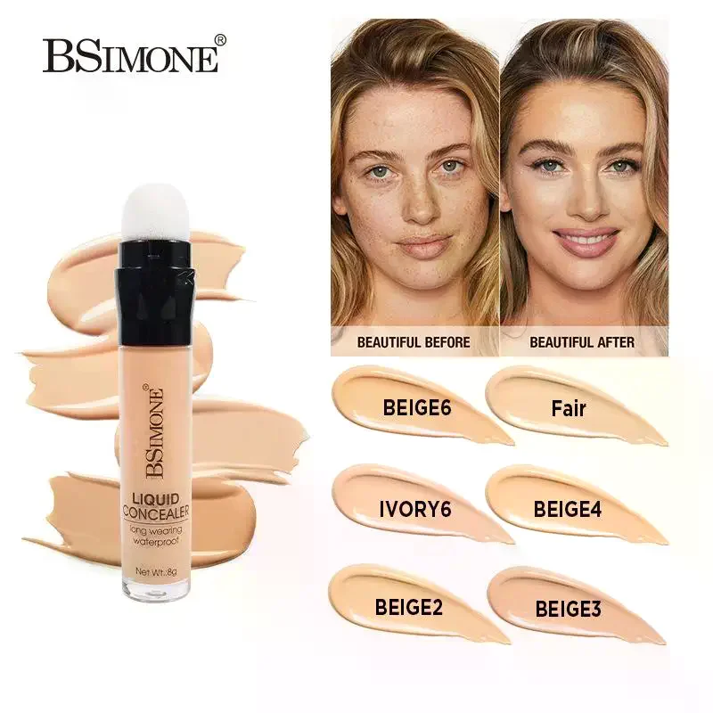 BSIMONE リキッドコンシーラー - 軽量ダークサークル・シミ・毛穴を最小限に抑えるクリーミーなコンシーラー、ナチュラルな仕上がり