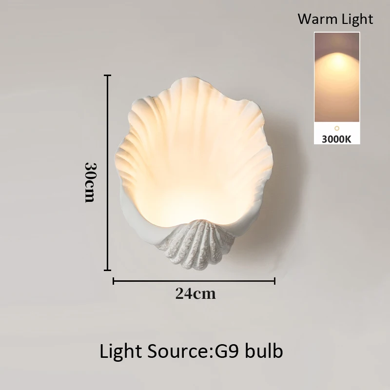 French Retro Shell Wall Lamp Living Room Sofa Background Wall Decor Light Art Mid Century Modern Ambient Wall Sconce