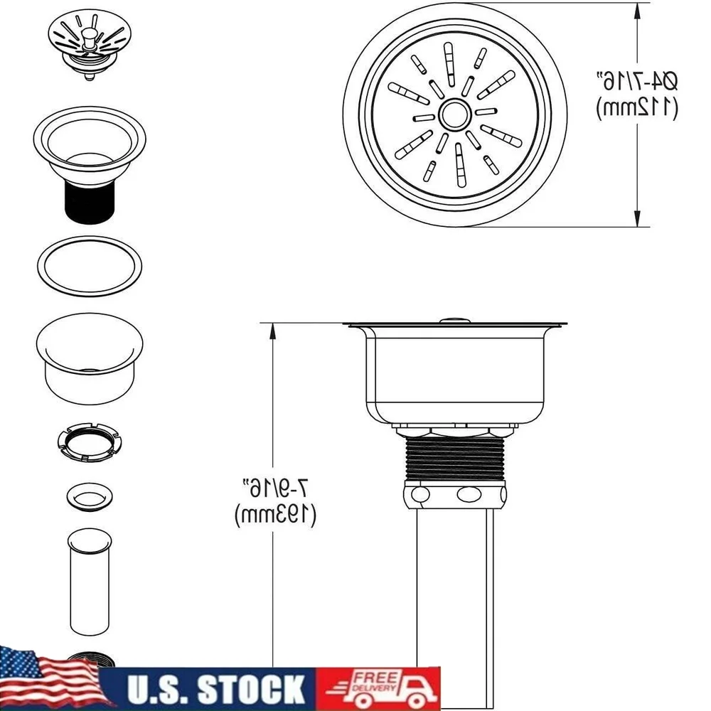 

Высококачественная корзина для сливного фильтра из нержавеющей стали 304 с резиновым уплотнением, хвостовик с хромированной отделкой, шарикоподшипник 3,5 дюйма