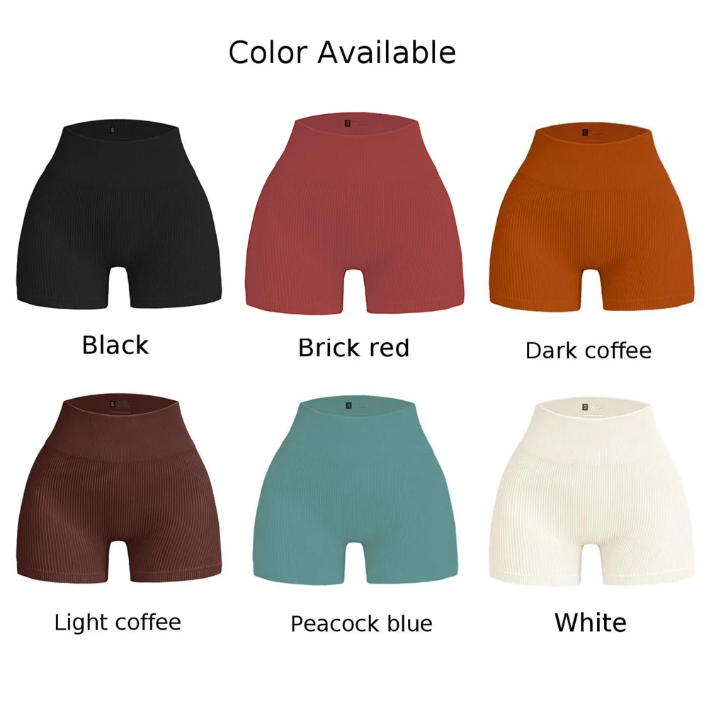 Sexy Thread Yoga Shorts para Mulheres, Calcinhas Sem Costura com nervuras, Collants de Cintura Alta, Exercício, Correr, Fitness, Ciclismo, Esportes