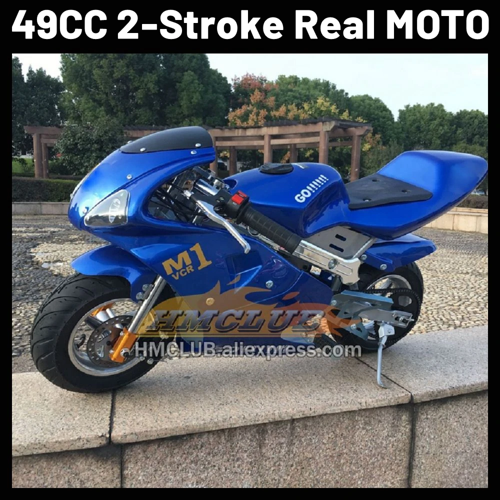 50CC 2 Stroke Gasoline Motorcycle Racing MOTO Motorbike Bicycle Motos Van For Children Boy Girl Child Birthday Gifts Pocket Bike