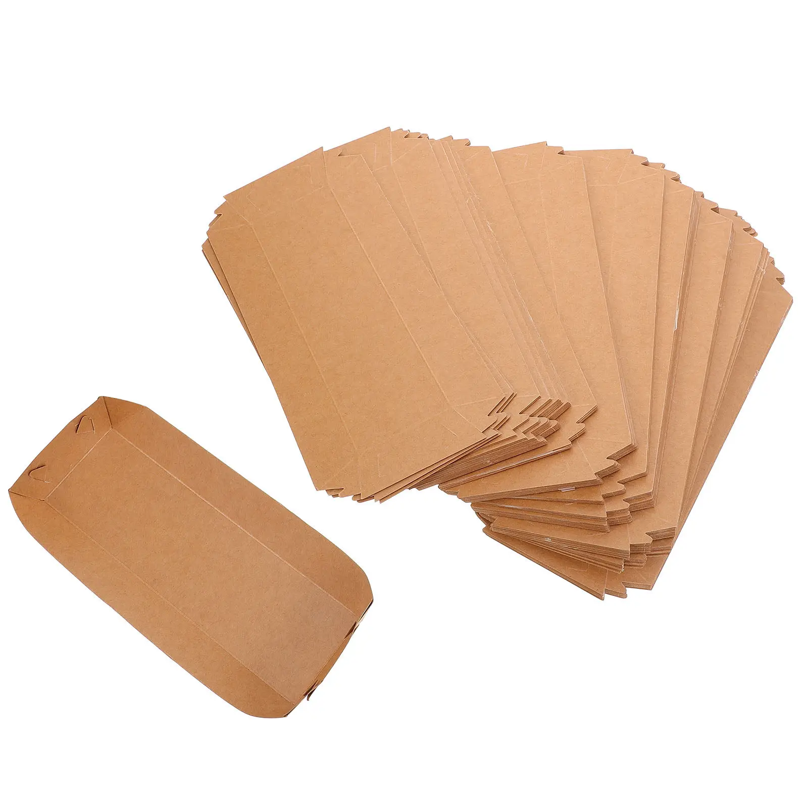 

100Pcs Kraft Paper Food Boats Disposable Frying Food Box Boat Shaped Containers for Snacks French Fries Party Supplies
