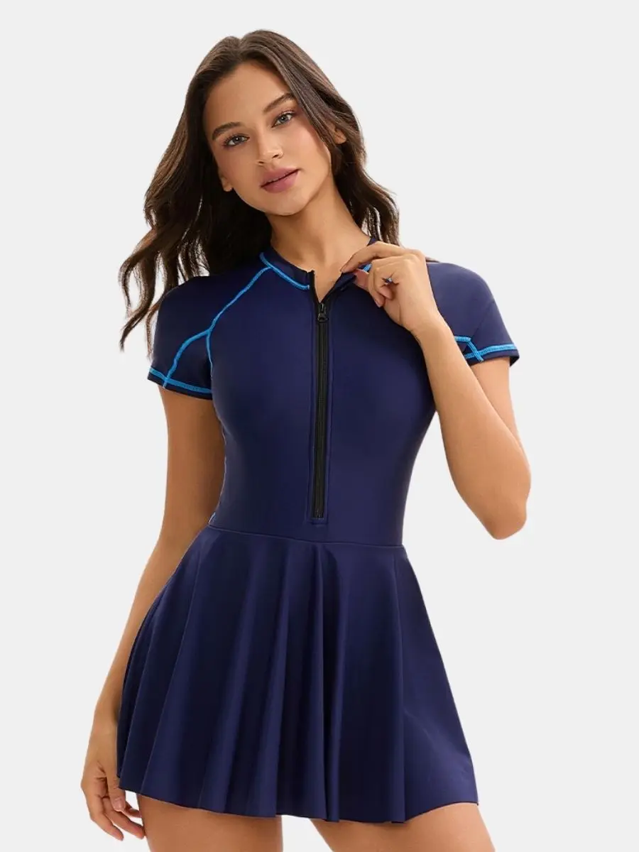 

Front Zip Bathing Suit Professional Training Swimwear Athletic One-piece Women Sports Swimdress