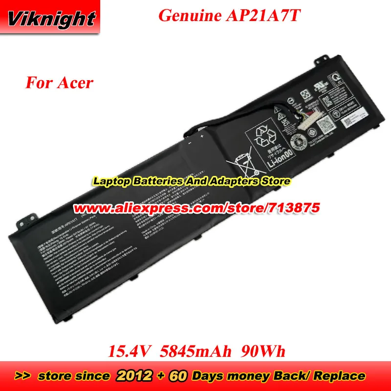 

Genuine AP21A7T Battery 15.4V 5845mAh 90Wh AP21A5T AP21A8T for Acer Nitro 5 AN517-55 Predator Helios 18 PH18-71 300 PH315-55
