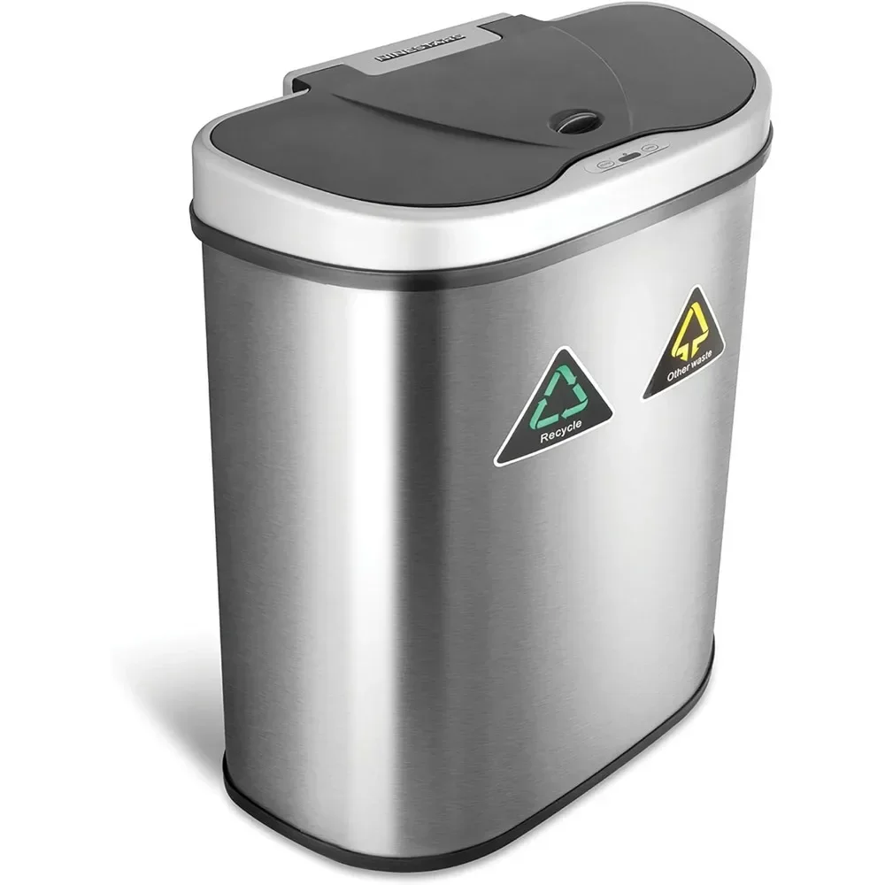 Trash Can Automatic Touchless Motion Sensor Semi-Round Trash Can/Recycler, 18.5 Gal , Stainless Steel High Quality Materials