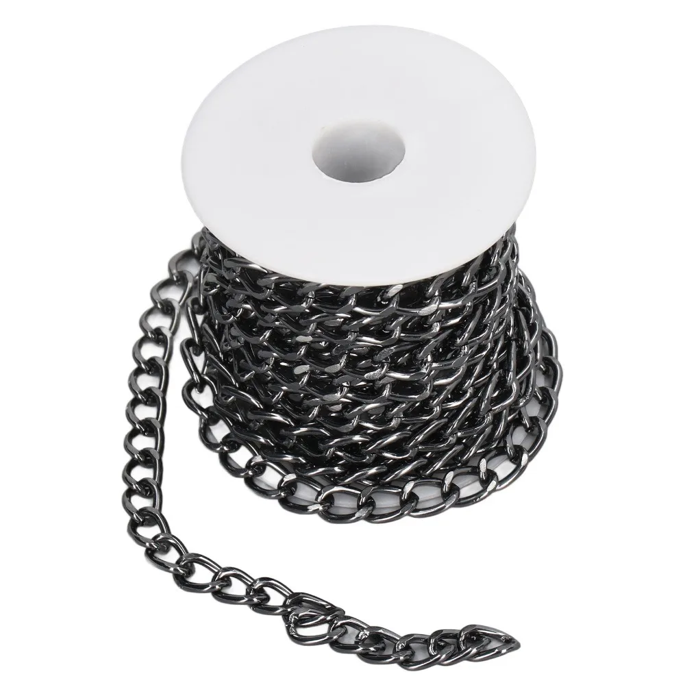 

Jewelry Tools Black Plated Aluminum Chain Oval Links Twisted Chain Chain Roll Unwelded Chain Curb Chain Pendant Necklace