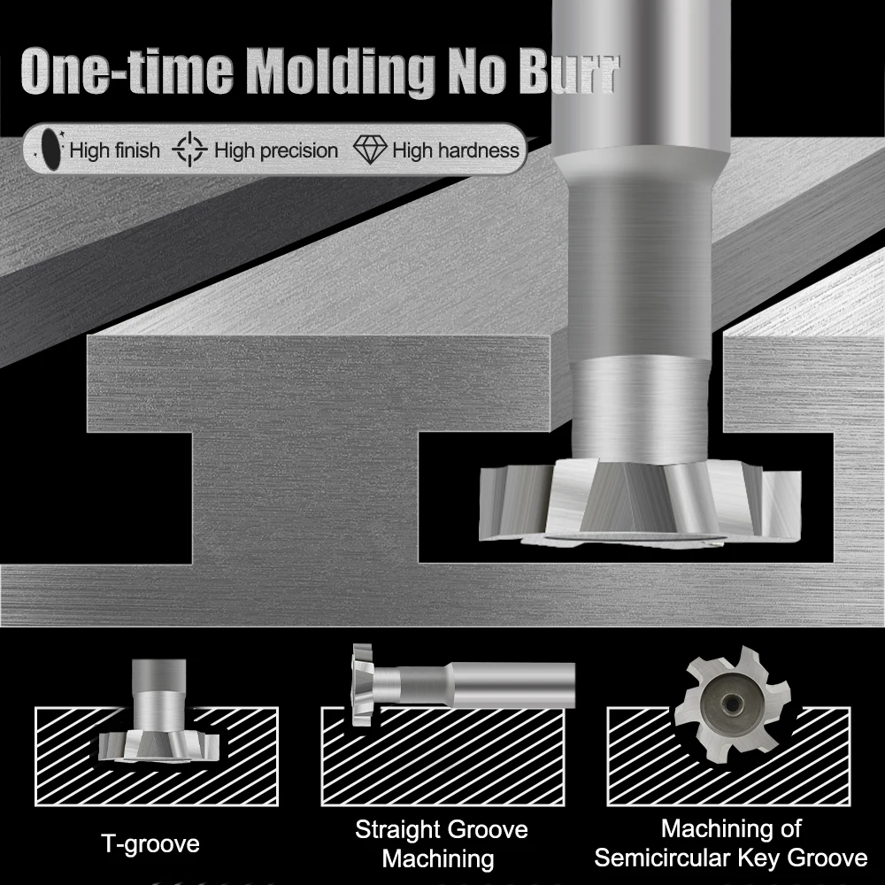 Fresadora de ranura en T HSS, herramienta de fresado CNC de 8-32mm, inserción rugosa soldada, para dureza de Metal Keyway