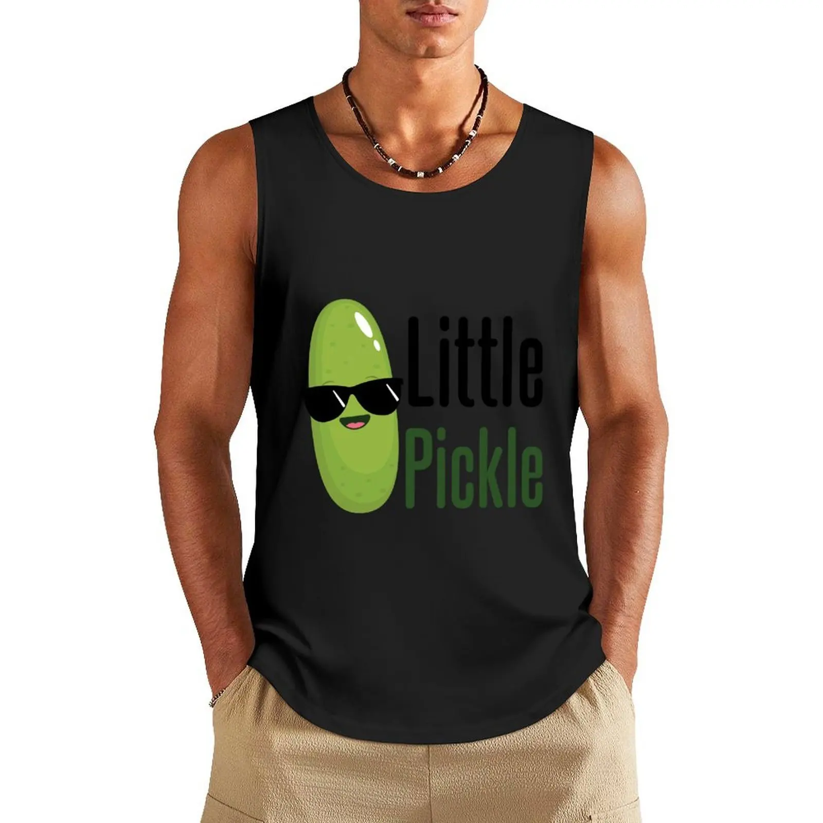 

Little Pickle Nickname Cute Sunglasses Tank Top Sports shirt man Men's sleeveless t-shirt Vest for boy