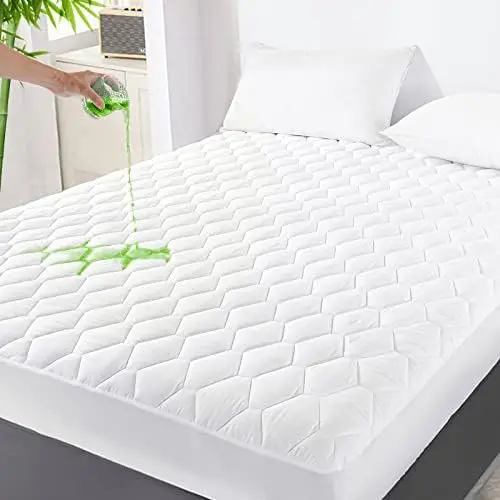 

GRT Queen Mattress Protector - Waterproof, Cooling Bamboo Rayon, Quilted & Noiseless, Fits 21" Deep