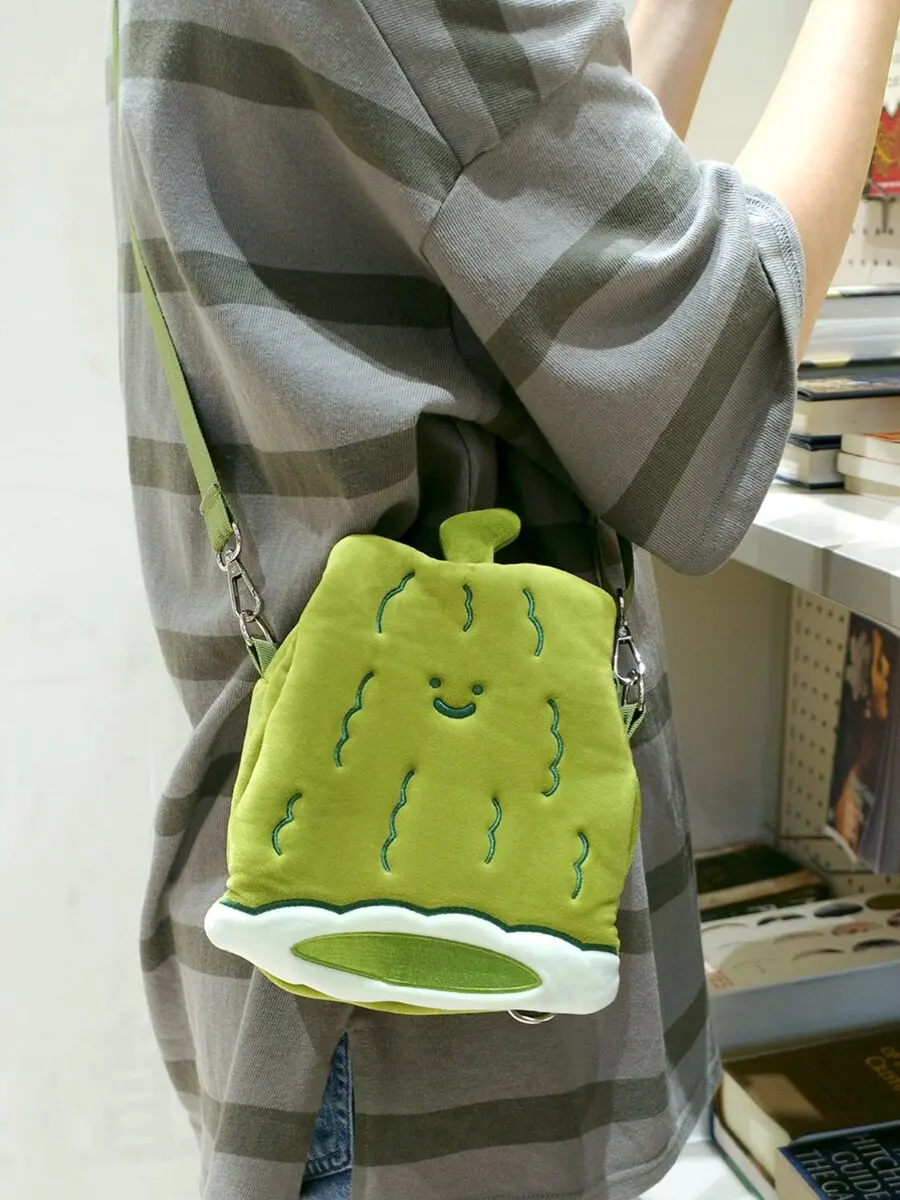 Original Vegetable Bitter Melon Mini Double Shoulder Crossbody Bag Dual-purpose Plush Backpack Casual Cute Student School Bags