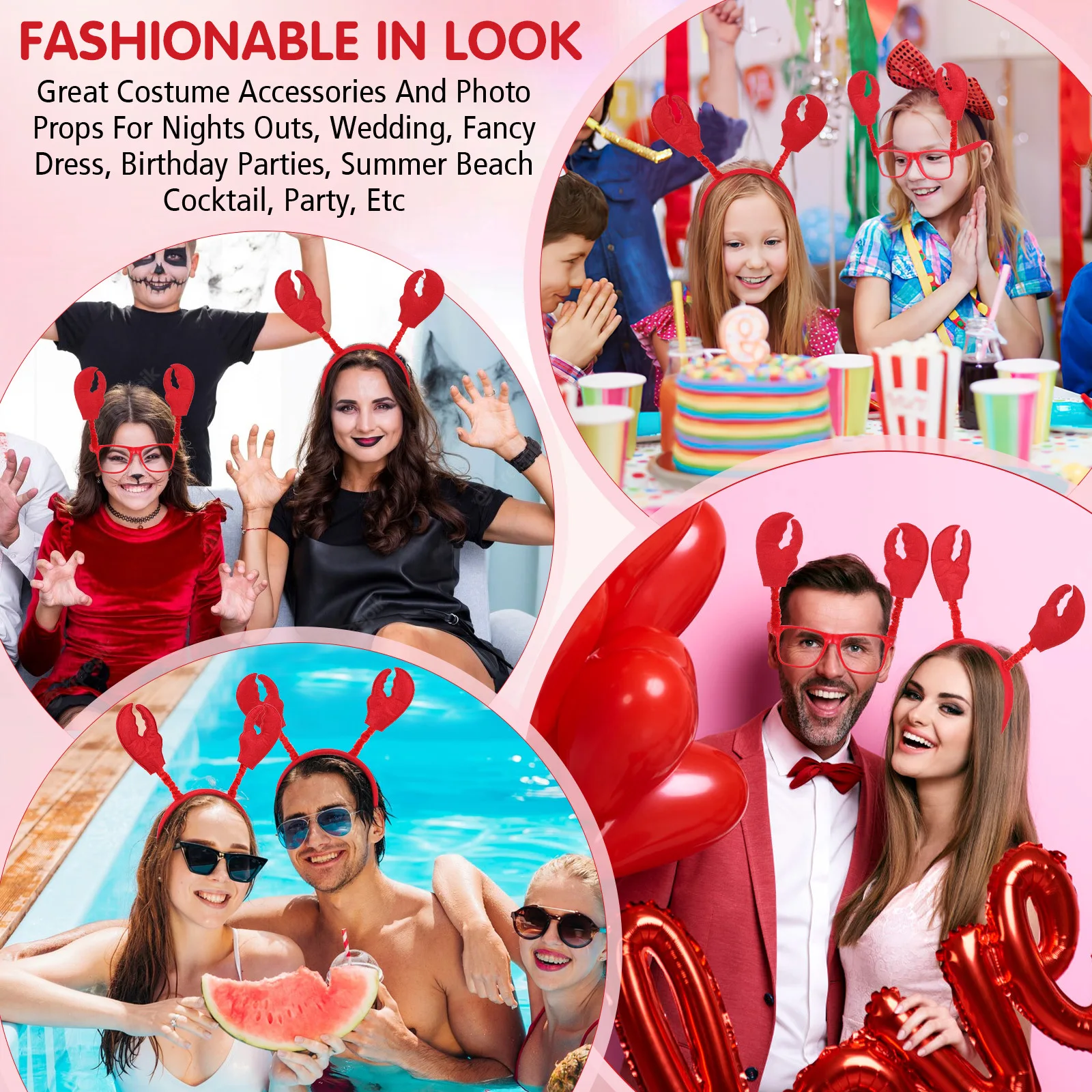 6세트 게 안경 선글라스 머리띠 할로윈 코스튬 파티 액세서리 만화 코스프레 소품 게 안경