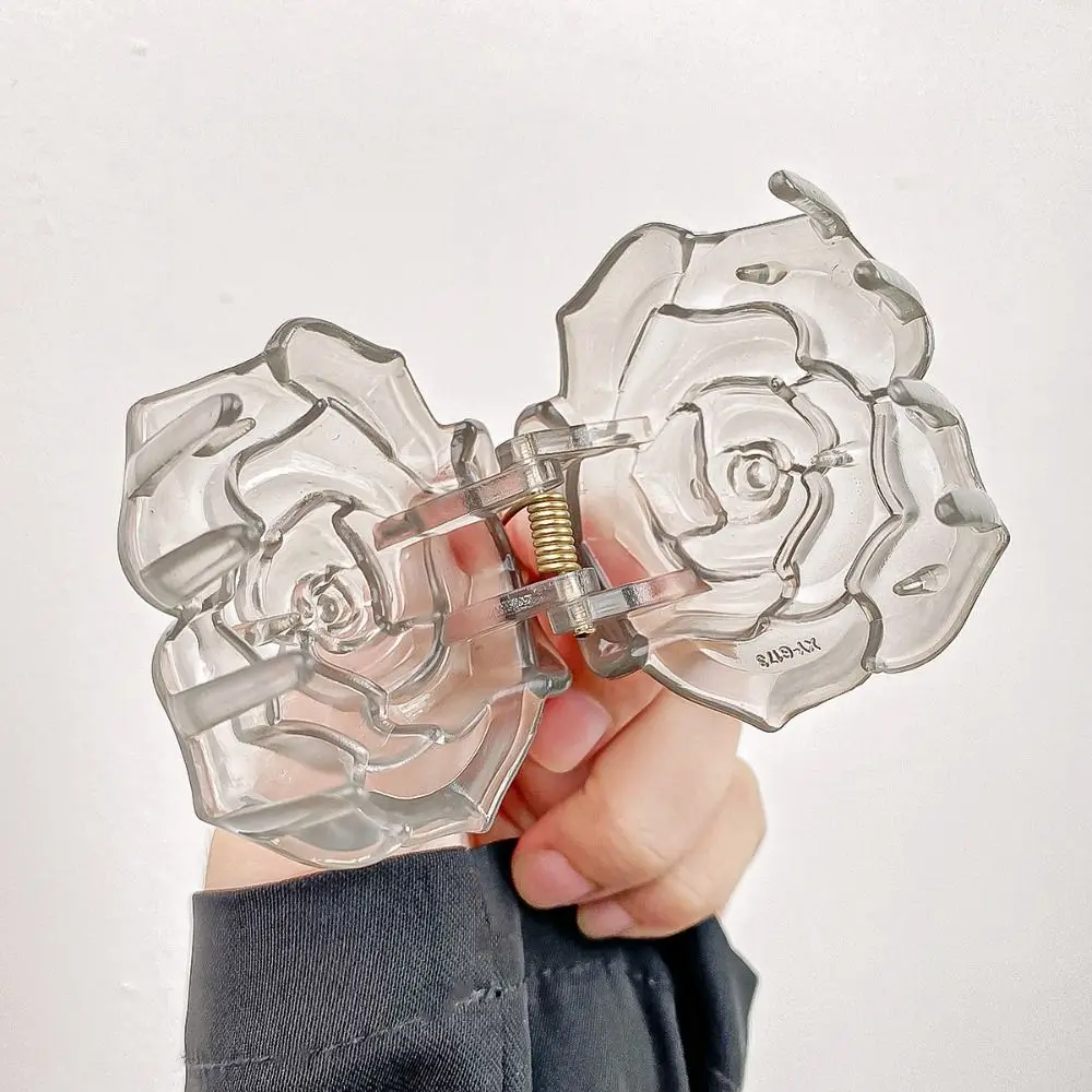 شفاف ريترو روز مشبك شعر تصميم الأزياء الكورية نمط زهرة مشبك شعر القرش المشبك إكسسوارات الشعر مشبك شعر الاكريليك