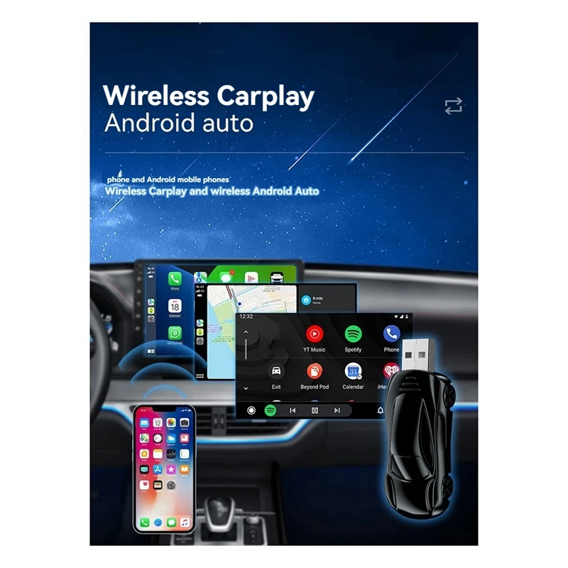 Wireless Carplay Android Auto Adapter 2 In 1 USB Type C Wireless Car Adapter Convert Wired Android Auto To Wireless