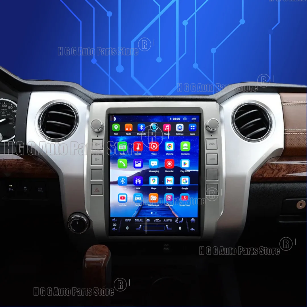 راديو سيارة qq Android 14 لسيارة Toyota Tundra 2014-2020، CarPlay Navigation، وحدة رأس الصوت والفيديو، نظام الوسائط المتعددة الاستريو التلقائي