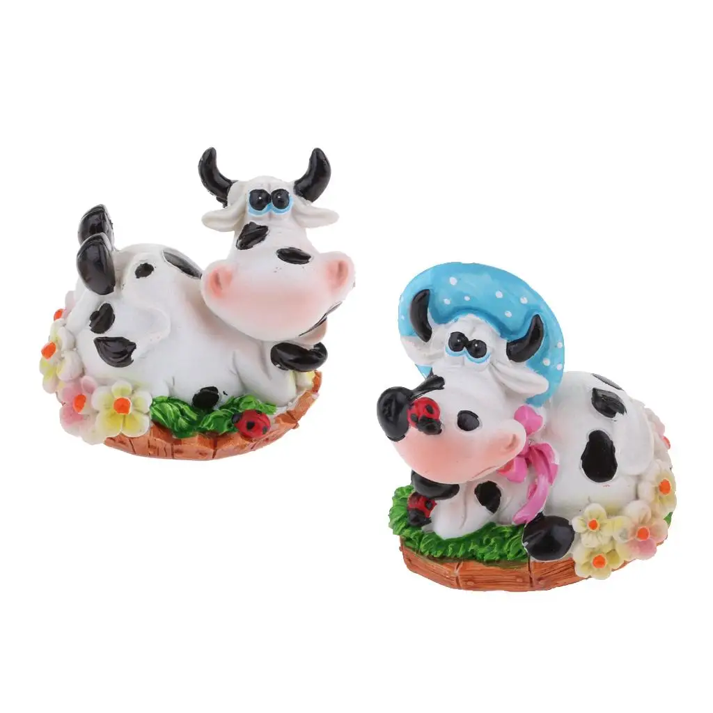 2-4pack 2x Miniature Cow Fairy Garden Terrarium Figurine Decor DIY Bonsai Craft