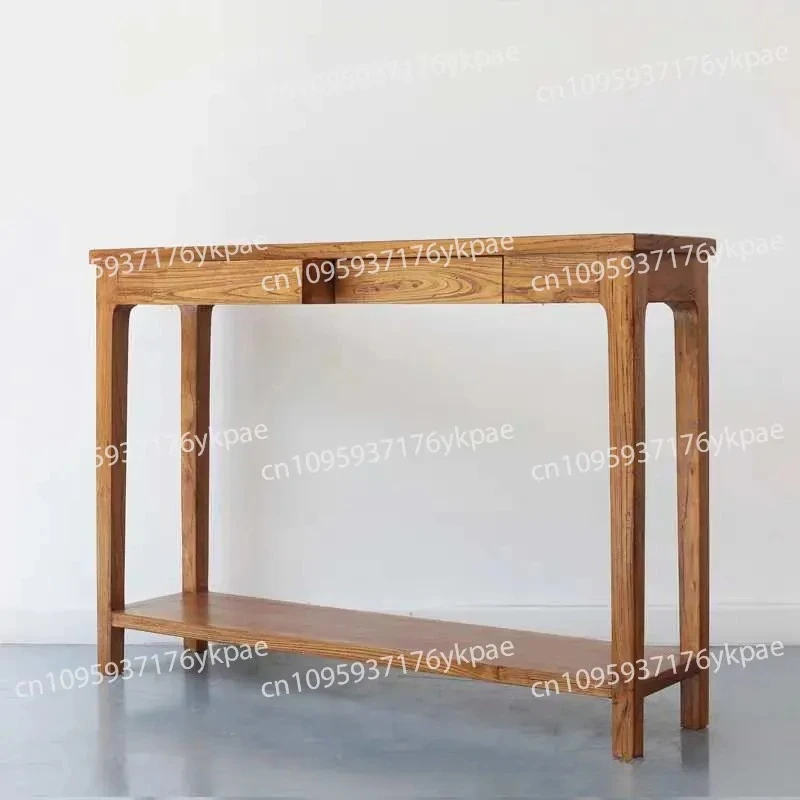 New Chinese-style Entrance Table Solid Wood Long Strip Several Cabinets Storage Table Shelf Modern Simple Elm Narrow