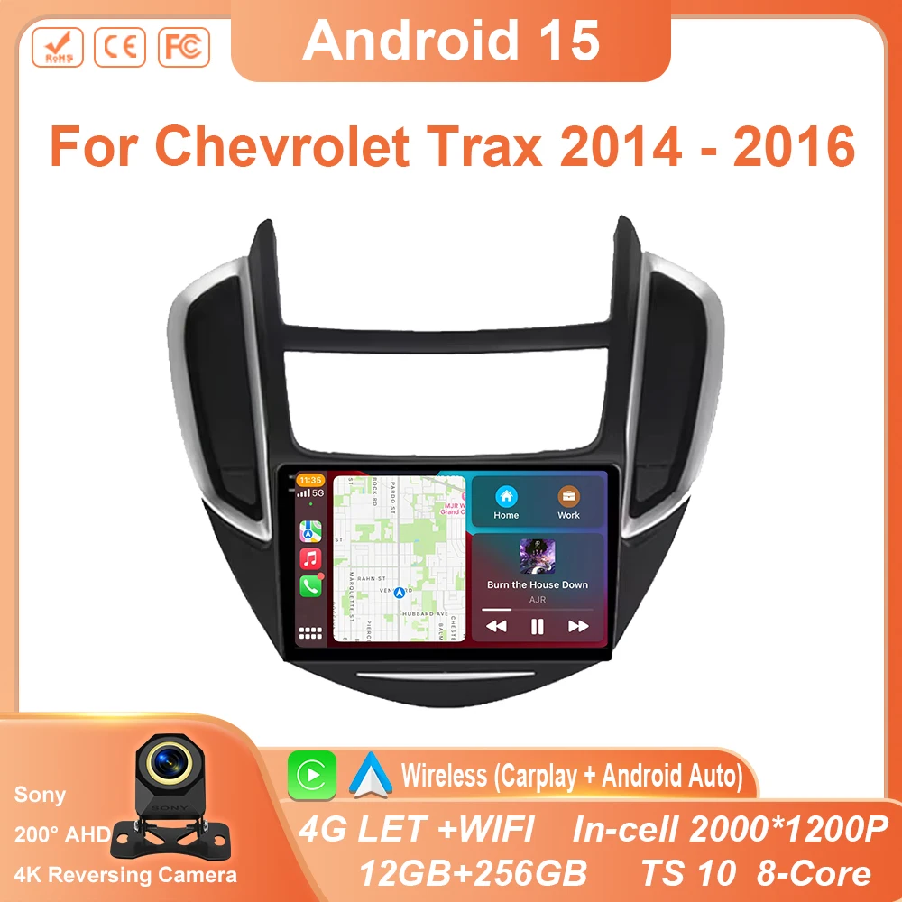 

Android 15 Car Radio For Chevrolet Trax 2014 - 2016 Multimedia Video Player Auto Stereo GPS Navigation Carplay Head Unit Screen