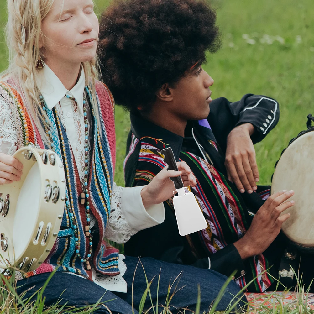 

2Pcs Metal ABS Handled Cowbell Performance Musical Instrument for Kids Rhythm Education Drum Set Accessory Music Supply