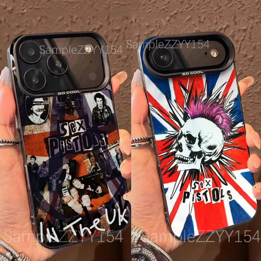 

S-SexY Pistols Band Phone Case For iPhone 17,16,15,14,13,12,X,8,Pro,Max,Plus,E,SE4,Air,Mini Black IMD Matte
