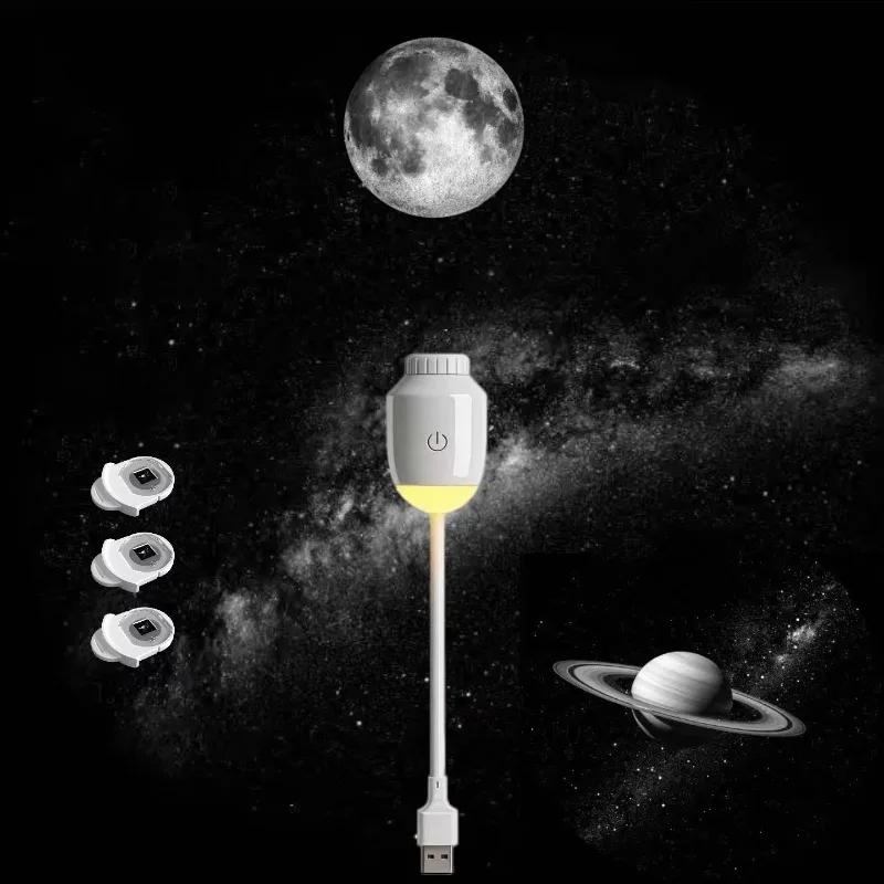 Portable Ultra Clear Mini USB LED Projection Light Romantic Full Moon Night Light for Ceiling Decoration