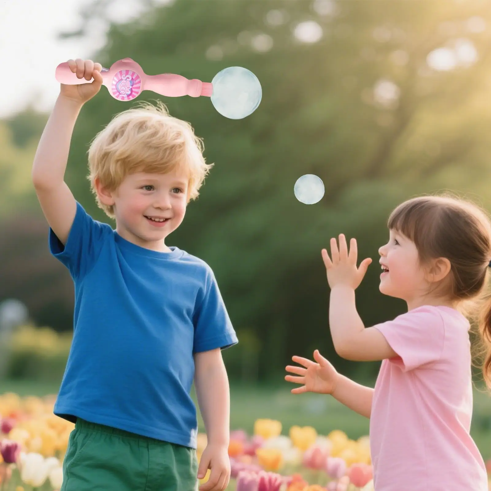 만화 버블 머신 소년과 소녀 마법 지팡이 장난감 새로운 컬러풀 스모크 인터랙티브 탄력 버블 전기 비눗방울 선물