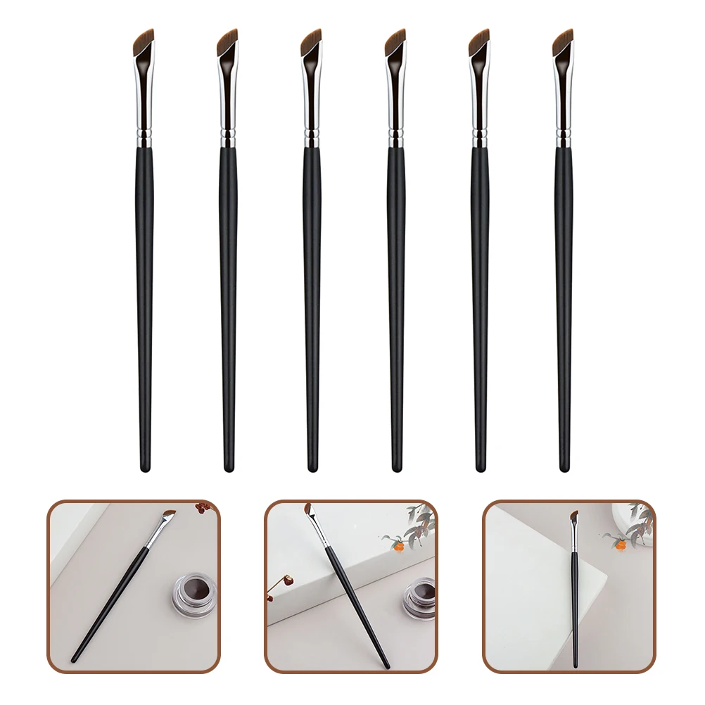Set di 6 pennelli per sopracciglia, comodi pennelli per correttore eyeliner angolato in fibra artificiale per le donne, strumenti per il trucco per uso professionale