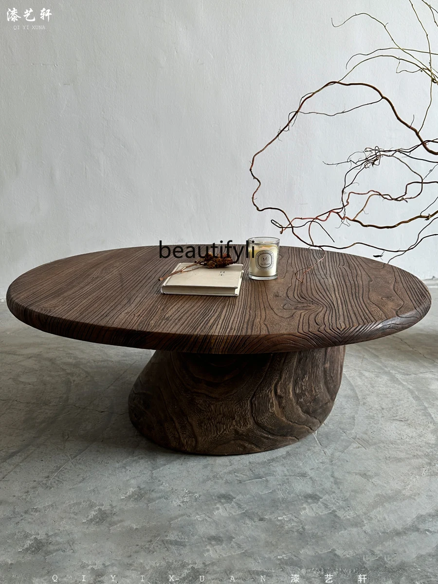 Old elm tatami tea table crooked neck short table small apartment home living room designer creative coffee table