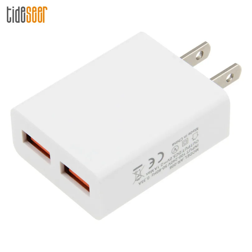 

100pcs Dual USB Wall Charger 5V 2.1A Fast Charging Travel Adapter US Plug Mobile Phone For iPhone Samsung Xiaomi iPad