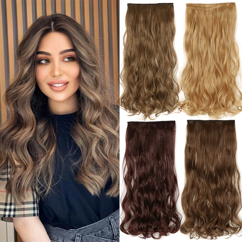 Synthetic 5 Clip On Hair Extension Curly Hair Extension Clip In High Temperature Fiber Fake Hairpieces For Women