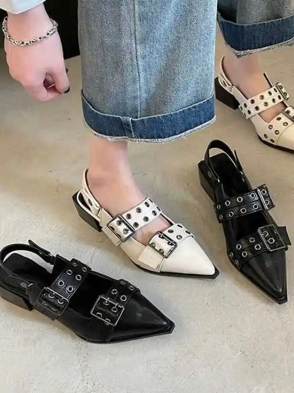 pointed-mary-jane-sandals-for-women-summer-2023-model-with-skirt-flat-heel-thick-bottom-casual-slippers-chinese-production