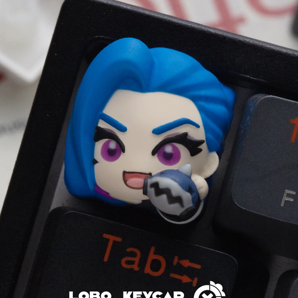 League of Legends Cartoon Keycap Game Characters Jinx Yuumi Creative 3D Resin Keycap Suitable Mechanical Keyboard Anime Gift