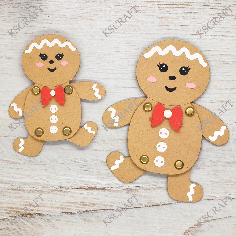KSCRAFT Movable Gingerbread Man Cutting Dies Stencils for DIY Scrapbooking Decorative Embossing DIY Paper Cards