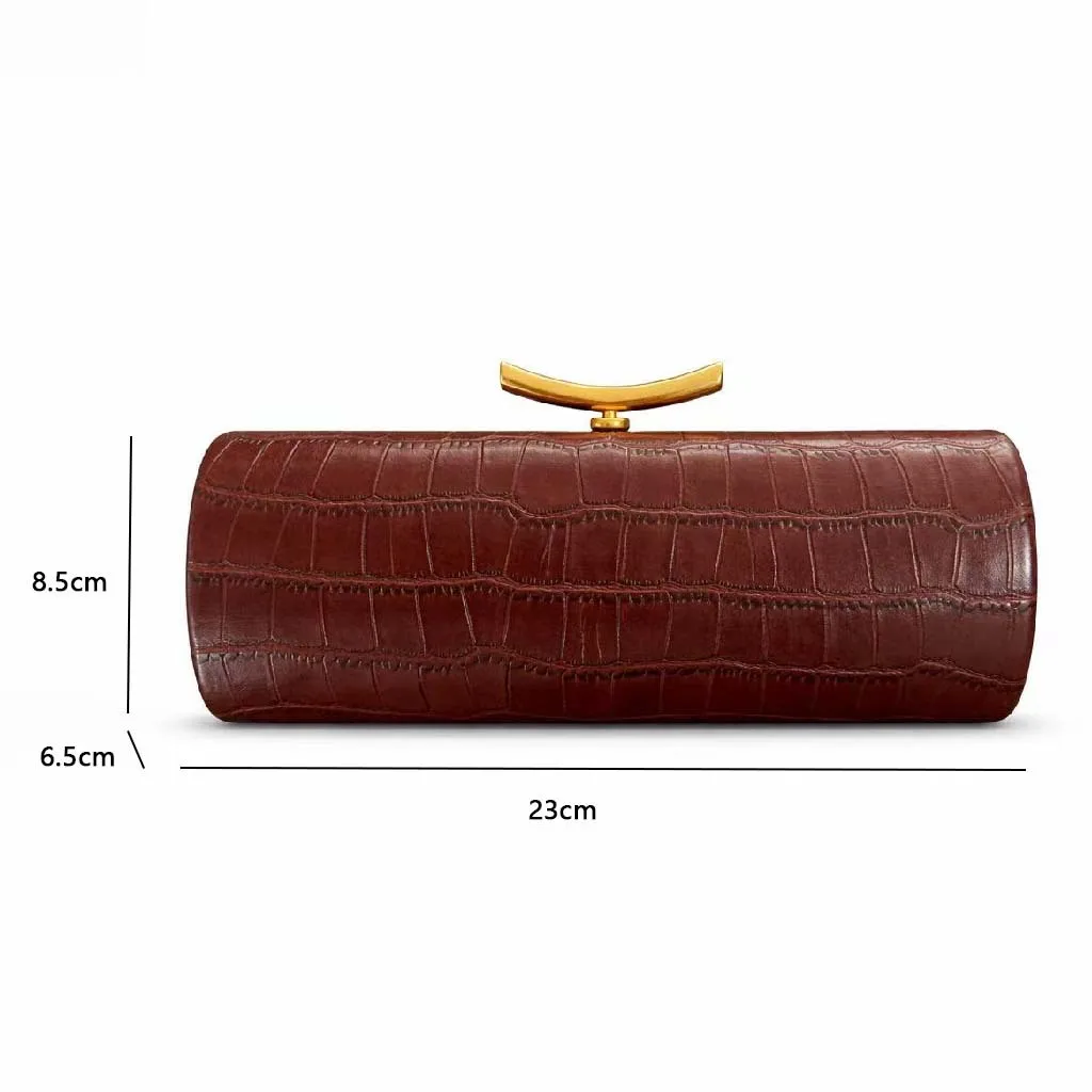 Crocodile Pattern Brand Women's Handbag Brown New Gold Chain Rectangular Bag High-end Luxury Designer Shoulder Messenger Bag